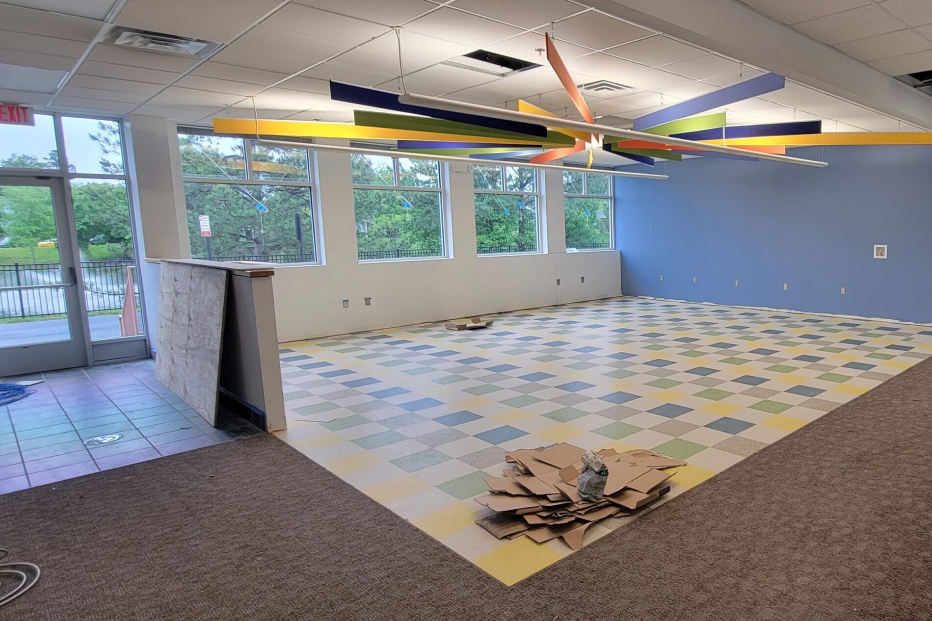 Library area with new flooring installed