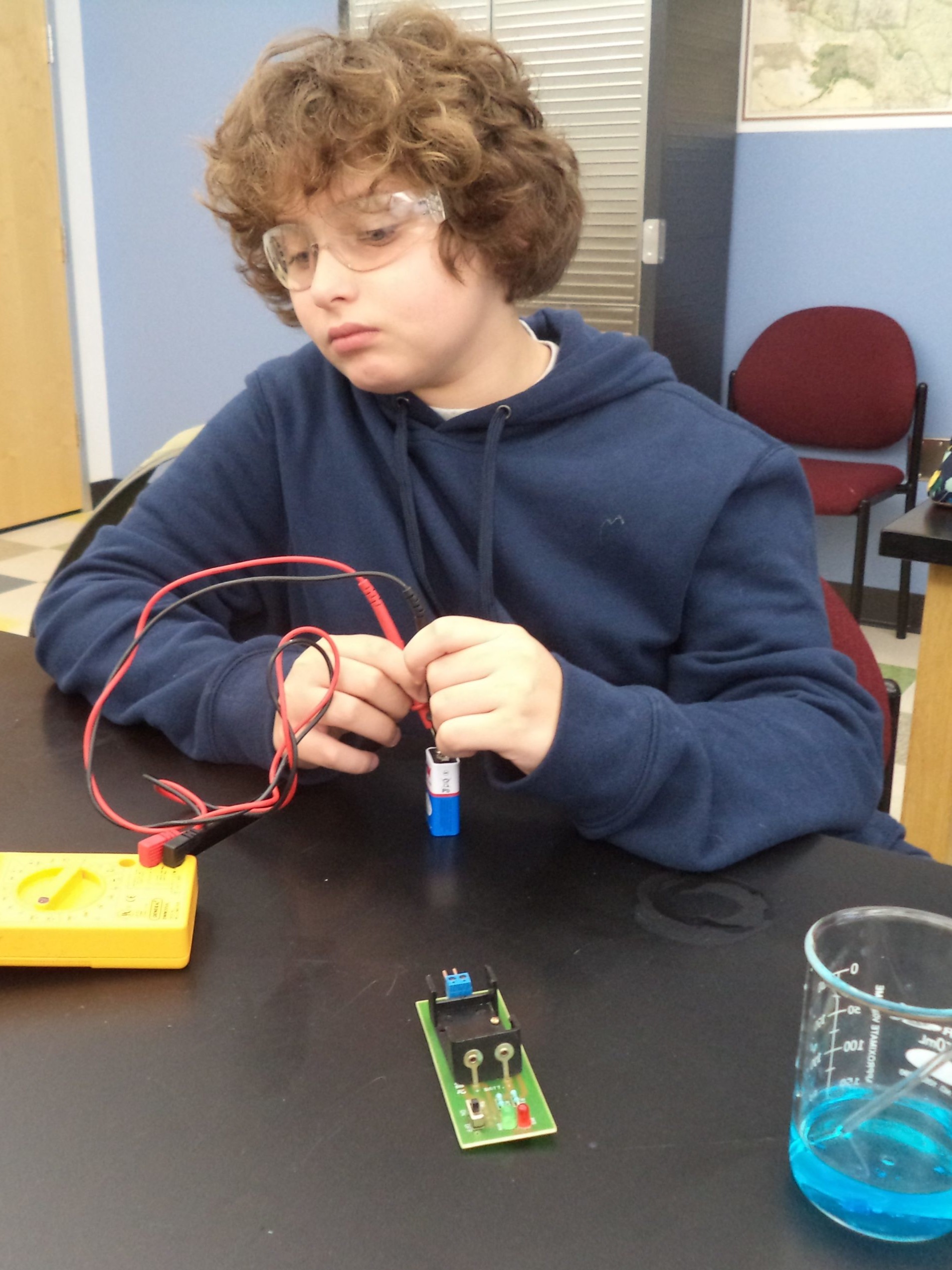 science student testing battery