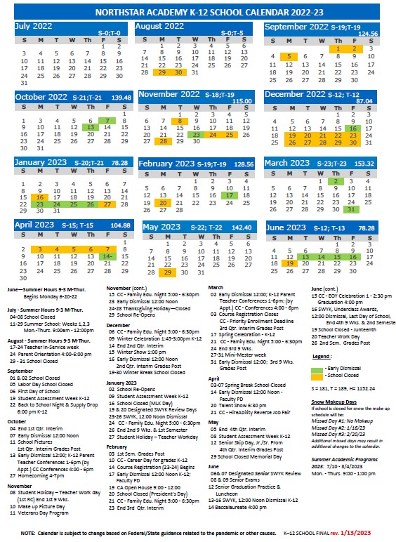22-23 Academy School Calendar image