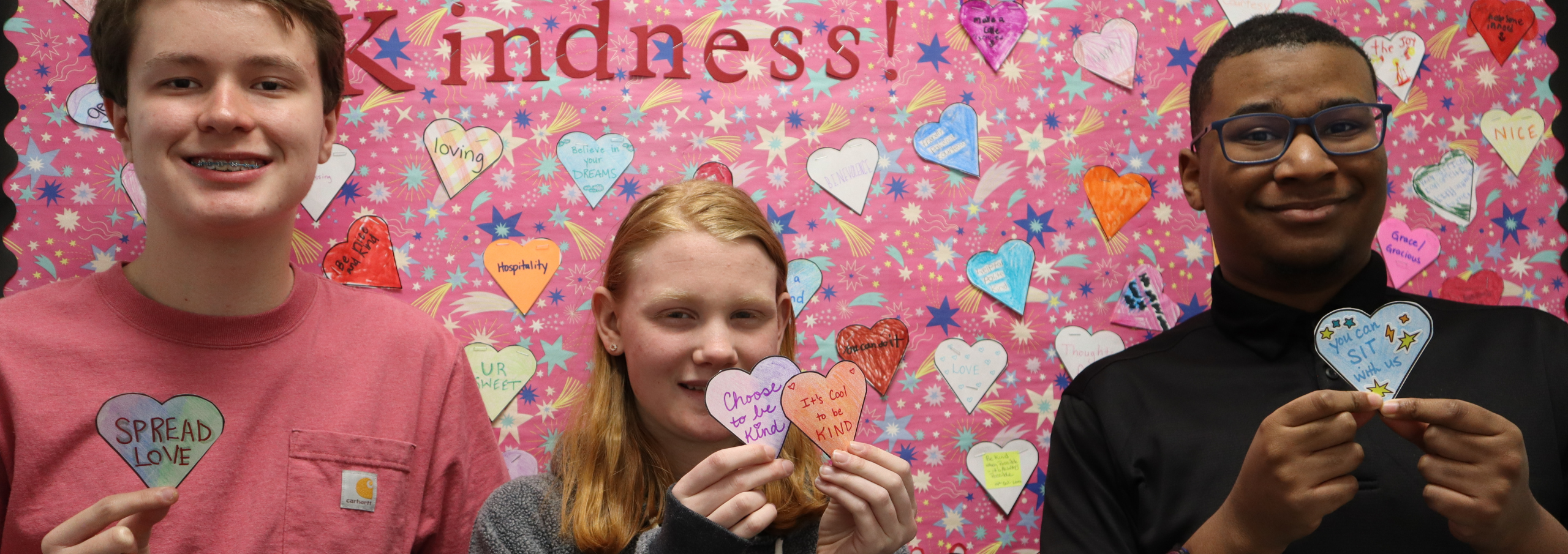 Northstar students holding kindness hearts