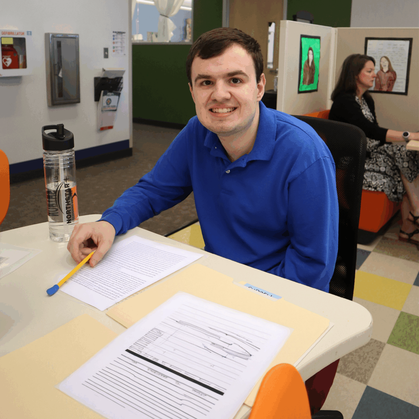 Career Center student in the Library.