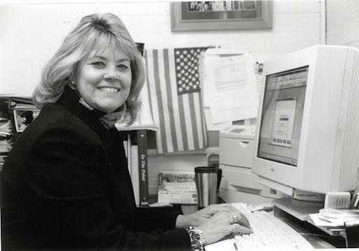Candace David Black and white photo of founder Candace David working in a small space at Northstar.